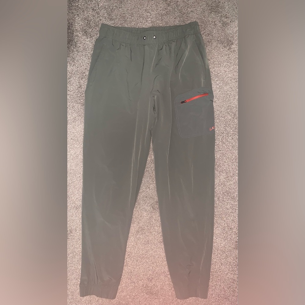 Unipro Women's Olive Cargo Pants with Red Accent